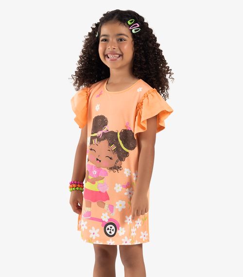 Vestido Infantil Manga Curta Rovi Kids Laranja
