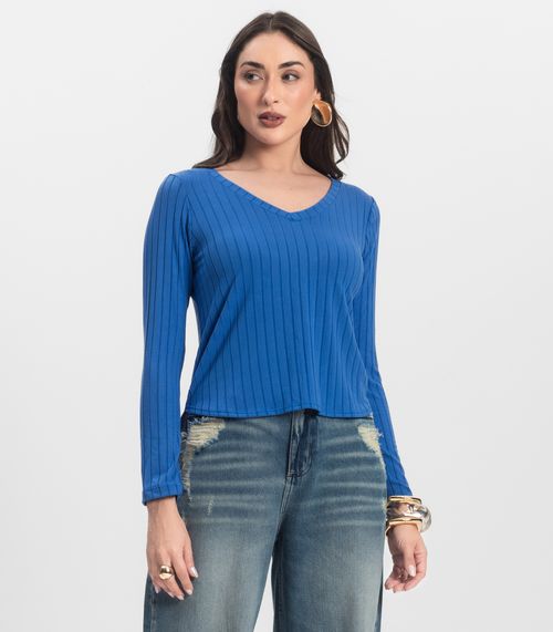 Blusa Manga Longa Infinita Cor Azul