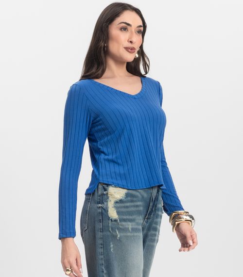 Blusa Manga Longa Infinita Cor Azul