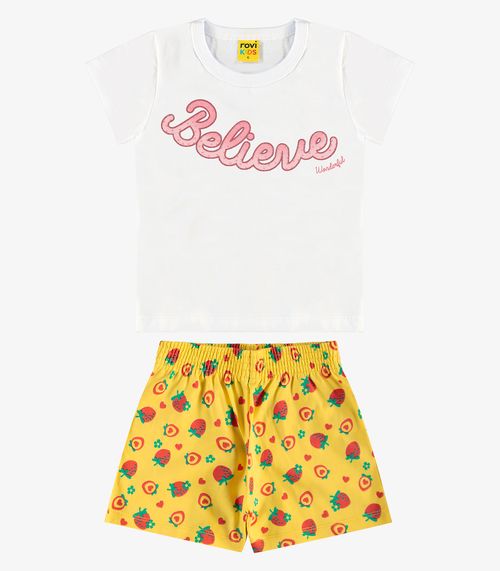 Conjunto Infantil Blusa Com Shorts Rovi Kids Branco