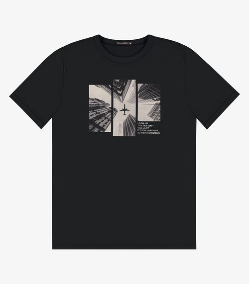 Camiseta Masculina Manga Curta Diametro Preto