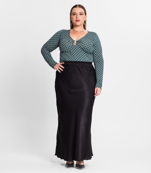 Blusa Feminina Manga Longa Plus Size Secret Glam Verde