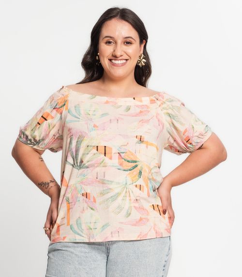 Blusa Ciganinha Plus Select Bege