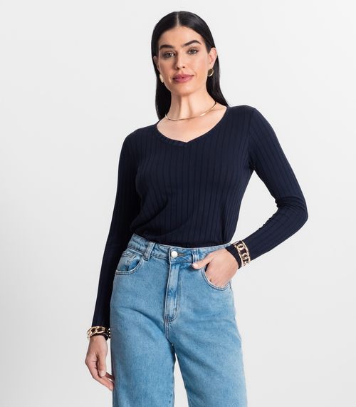 Blusa Manga Longa Infinita Cor Azul