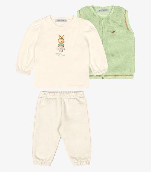 Trijunto Blusa Com Calça e Colete Trick Nick Verde
