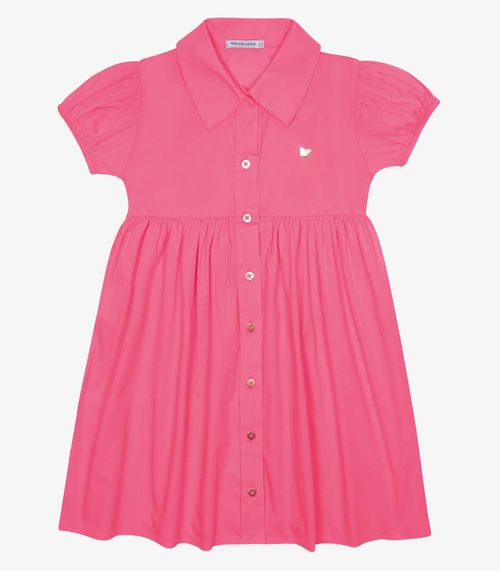 Vestido Em Tricoline Com Botões Trick Nick Rosa