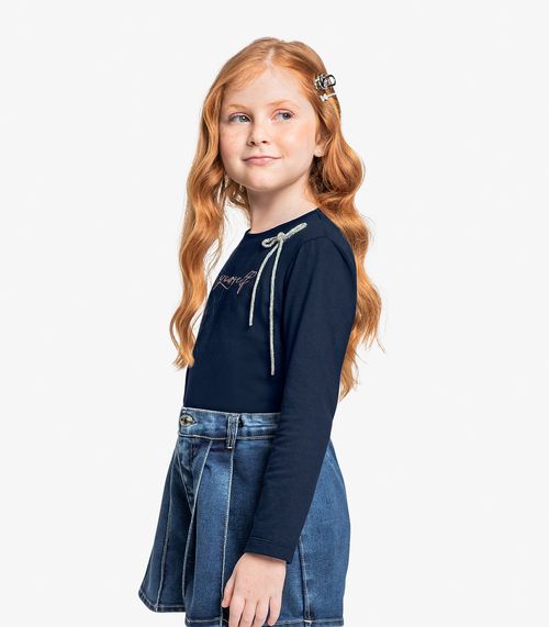 Conjunto Blusa Com Shorts Saia Jeans Trick Nick Azul