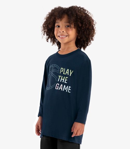 Camiseta Infantil Manga Longa Rovi Kids Azul