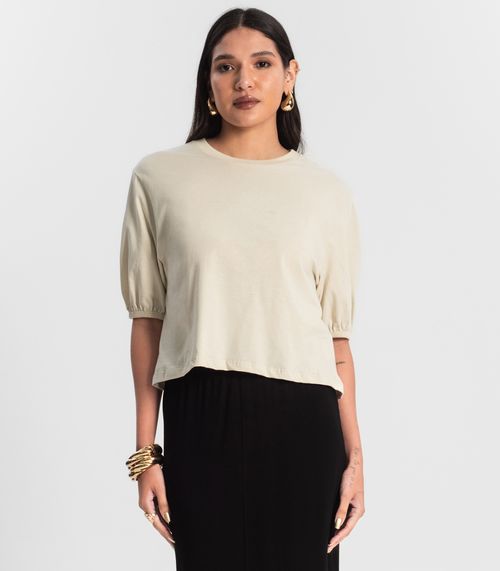 Blusa Feminina Manga Camponesa Rovitex Bege