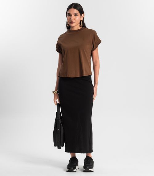 Saia Feminina Midi Malhão Rovitex Preto