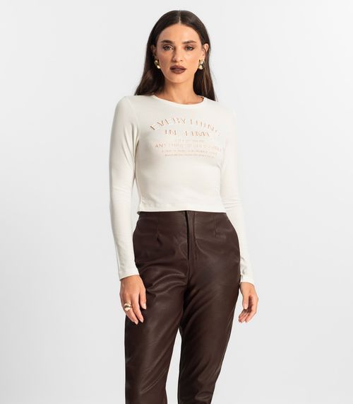 Blusa Feminino Manga Longa Endless Bege