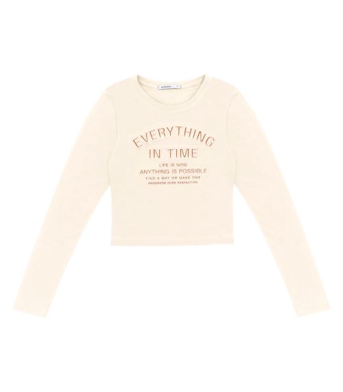 Blusa Feminino Manga Longa Endless Bege