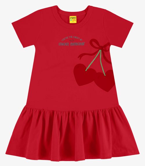Vestido Infantil em Meia Malha Rovi Kids Vermelho