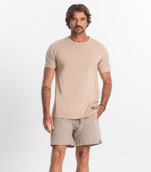 Bermuda Masculina Sarja Elástico E Bolsos Shift Bege