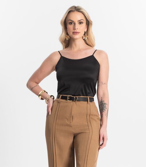 Regata Feminina Em Poliamida Sem Costura Select Preto