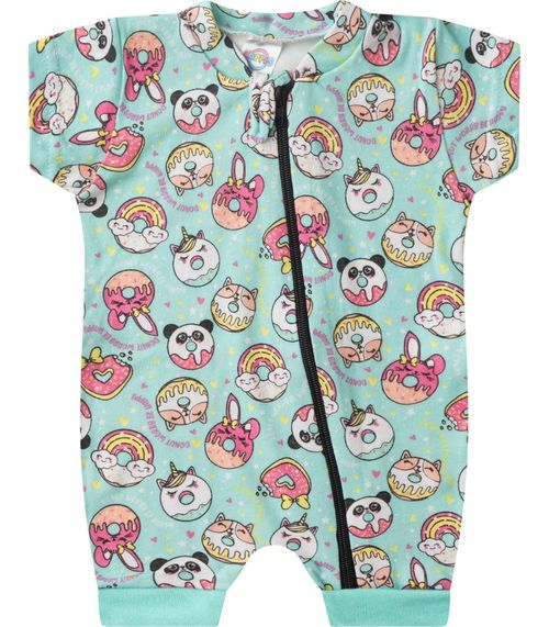 Macacão Bebe Curto Com Zíper Suedine Kappes Azul