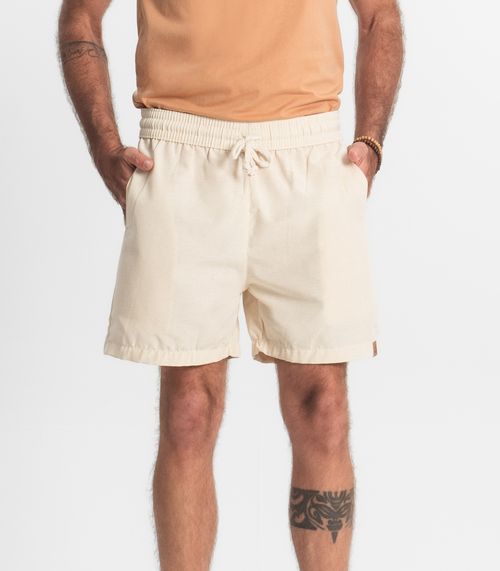 Bermuda Masculina Sarja Elástico E Bolsos Shift Bege
