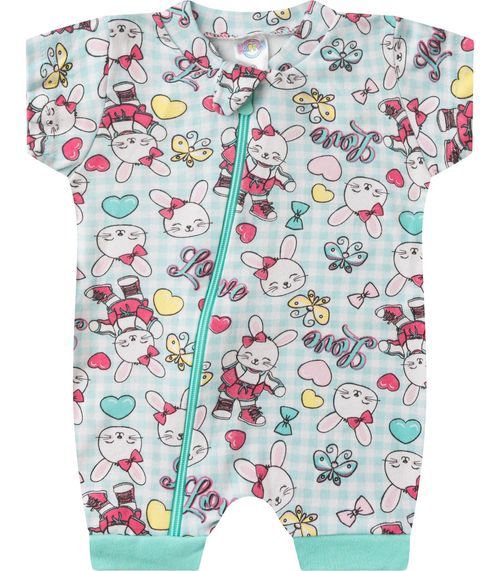 Macacão Bebe Curto Com Zíper Suedine Kappes Verde