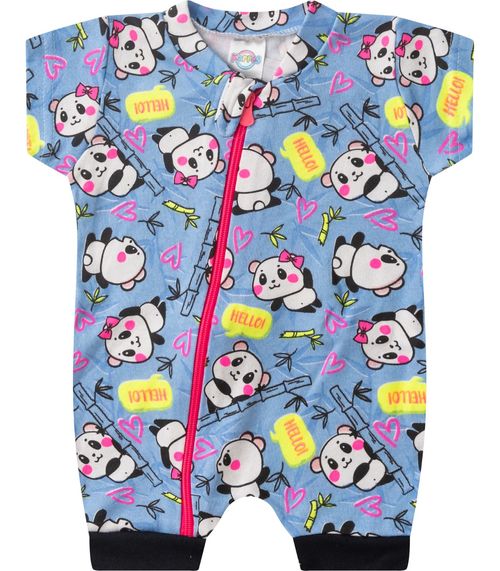 Macacão Bebe Curto Com Zíper Suedine Kappes Azul