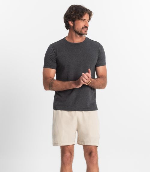 Bermuda Masculina Sarja Elástico E Bolsos Shift Bege