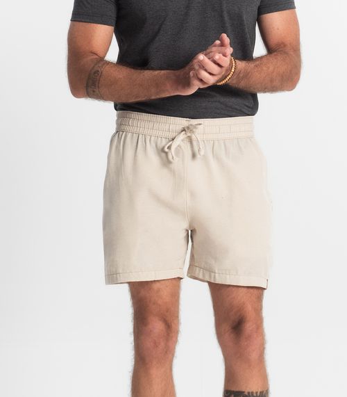 Bermuda Masculina Sarja Elástico E Bolsos Shift Bege