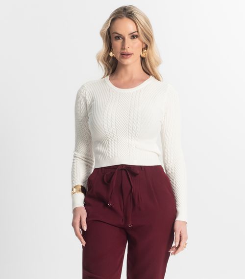 Blusa Feminina Manga Longa Em Tricot Epifani Branco