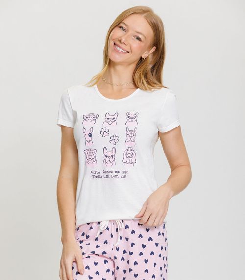 Pijama De Manga Curta E Shorts Mensageira Da Paz Branco