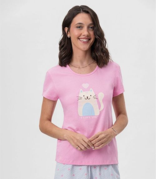 Short Doll Feminino Estampado Mensageira Da Paz Rosa