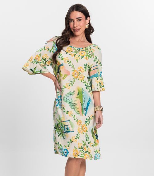 Vestido Feminino Estampado Infinita Cor Bege