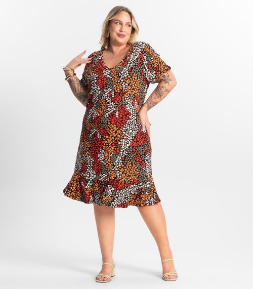 Vestido Plus Size Estampado Select Laranja