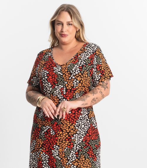 Vestido Plus Size Estampado Select Laranja
