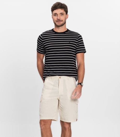 Bermuda Masculina Sarja Com Bolsos Cargo  Shift Bege