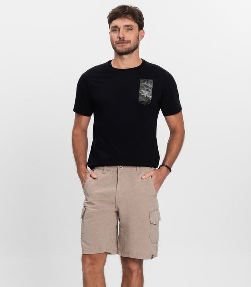 Bermuda Masculina Sarja Com Bolsos Cargo  Shift Bege