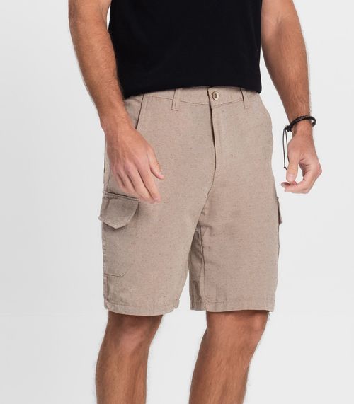 Bermuda Masculina Sarja Com Bolsos Cargo  Shift Bege