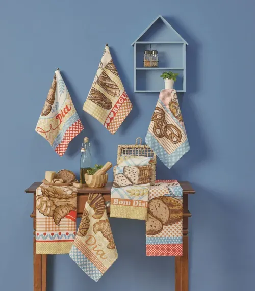 Kit 7 Panos De Copa Estampados Lepper Azul