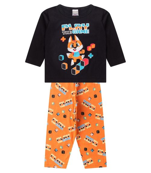 Pijama Menino Manga Longa Brilha No Escuro Kappes Preto