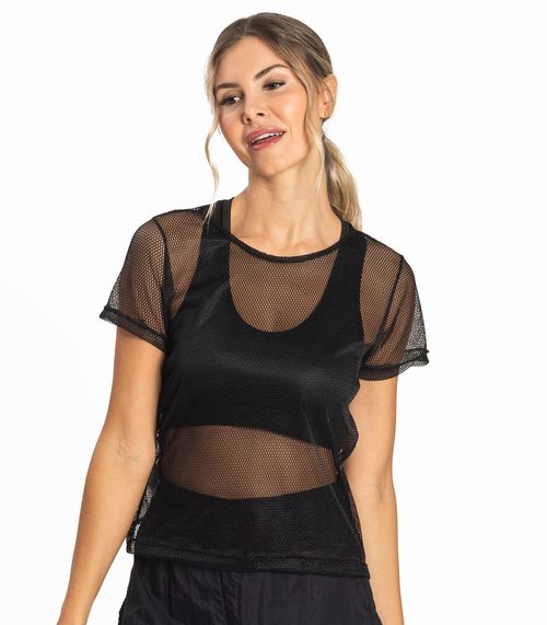 Blusa Fitness Feminina Tule FTK Preto