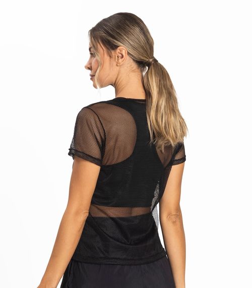 Blusa Fitness Feminina Tule FTK Preto