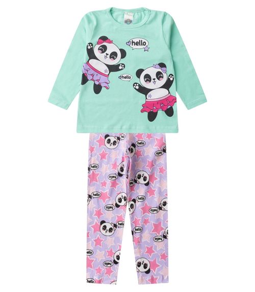 Conjunto Menina Em Cotton Manga Longa Kappes Verde