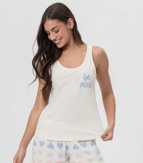 Short Doll Regata Estampada Mensageira Da Paz Bege