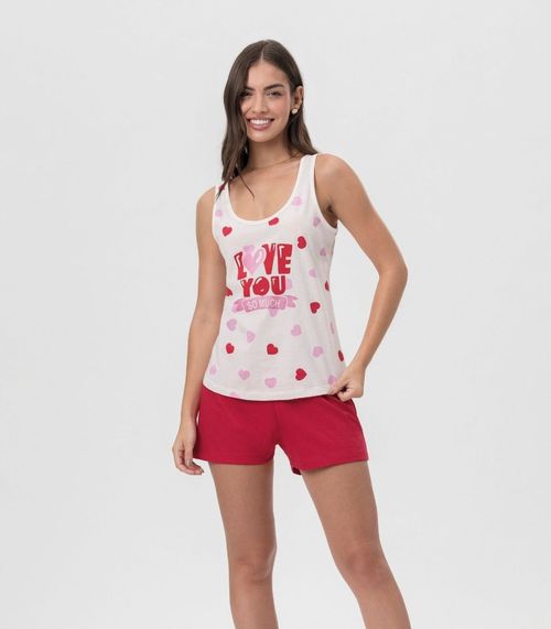 Short Doll Regata Corações Mensageira Da Paz Branco