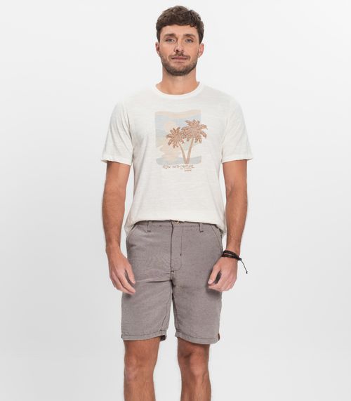 Bermuda Maculina Sarja Com Bolsos Shift Bege