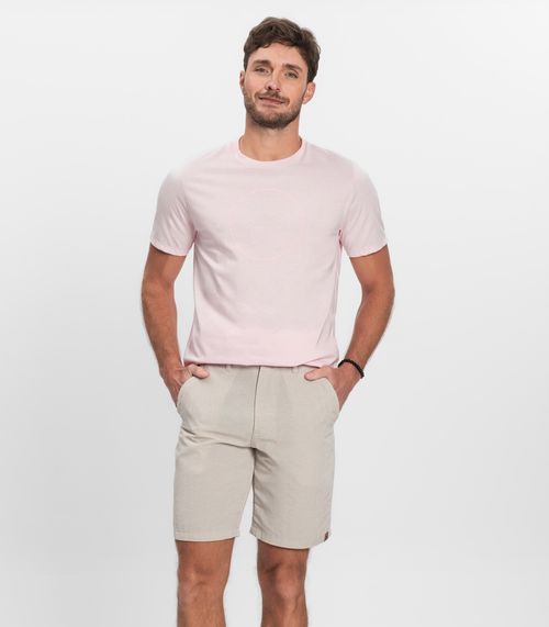 Bermuda Maculina Sarja Com Bolsos Shift Bege