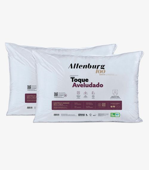 Kit 2 Travesseiros Toque Aveludado Antialérgico Altenburg Branco