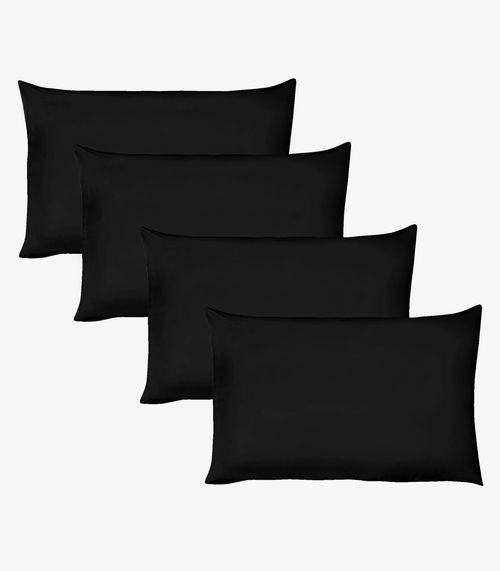 Kit 4 Fronhas Avulsas Lisas Vivaldi Preto