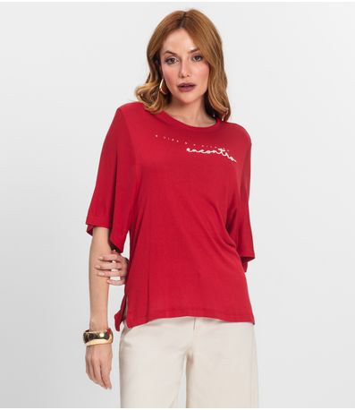 Blusa Feminina Manga Curta em Visco Tricot Endless Vermelho