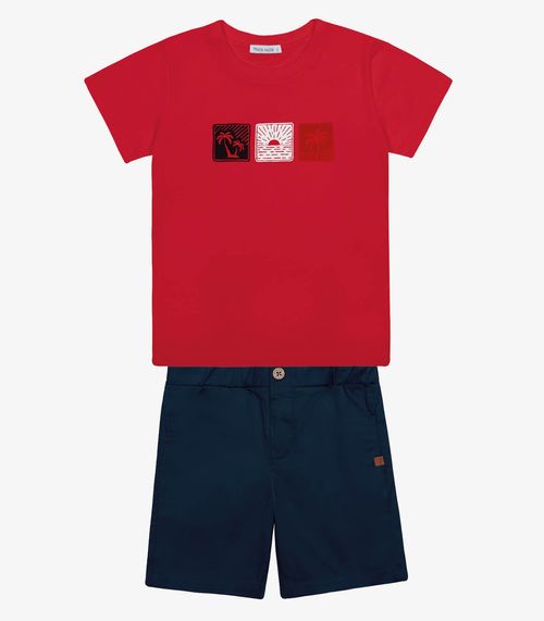 Conjunto Infantil Camiseta Com Bermuda Trick Nick Vermelho