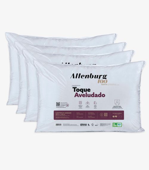 Kit 4 Travesseiros Toque Aveludado Antialérgico Altenburg Branco
