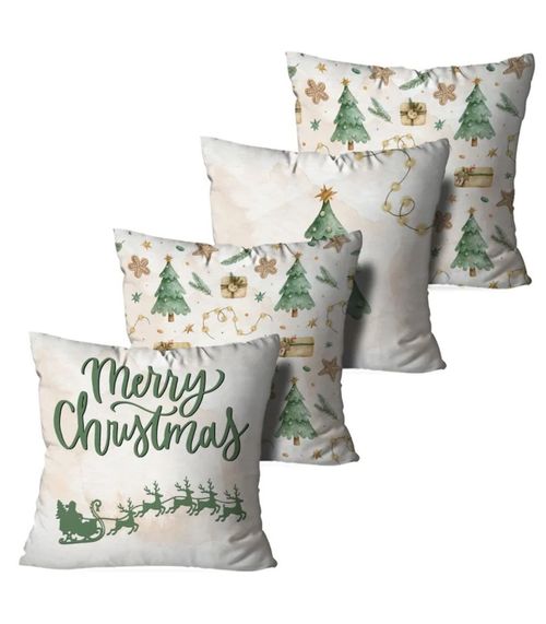 Kit 4 Capas Para Almofada De Natal Wevans Verde