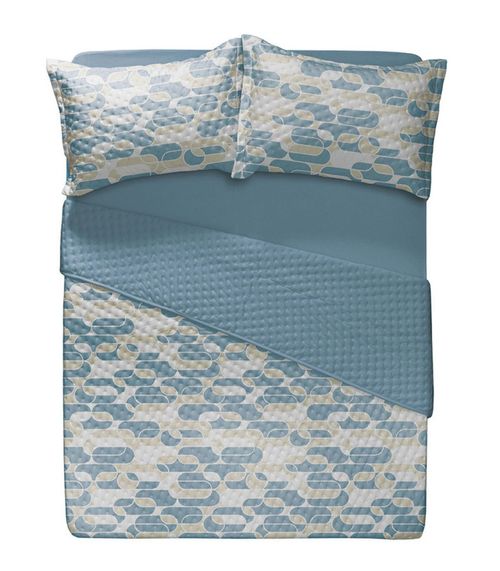 Jogo De Colcha Casal  Malharia Sem Igual Altenburg Azul